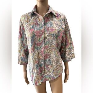 Paisley pastel boho Byer California  vintage Button Down Shirt-M